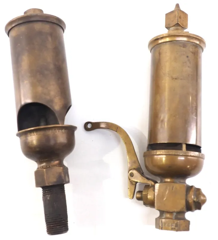 (2) Brass steam whistles from auction in Shipshewana, Indiana