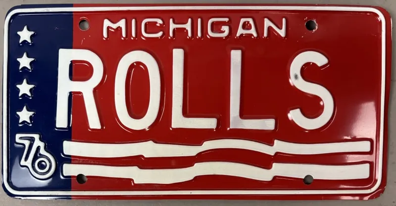 1976 Michigan Rolls Royce Personalized Plate from auction in Jackson, Michigan