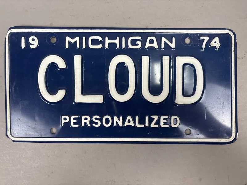 1974 Michigan CLOUD Personalized License Plate from auction in Jackson, Michigan