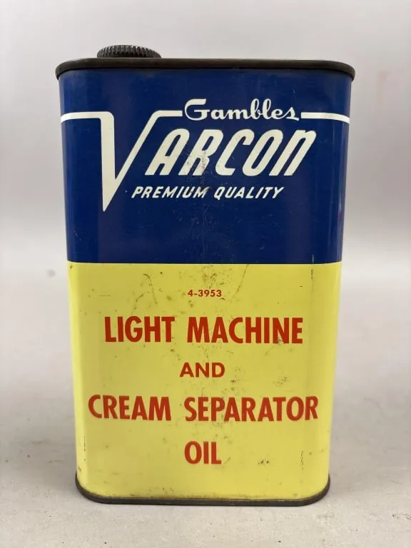 Gambles Varcon Machine Cream Separator Oil Can FULL from auction in Jackson, Michigan