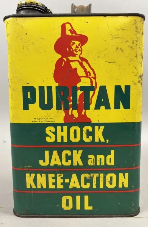 Puritan Shock Jack Knee Oil 1 Gallon Can Graphics from auction in Jackson, Michigan