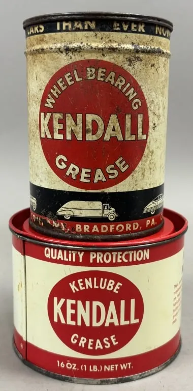 Pair Kendall 1LB Wheel Bearing Kenlube Grease Can from auction in Jackson, Michigan