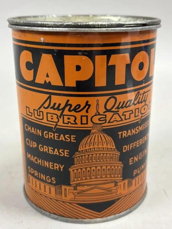 Capitol Super Lubrication 1LB Metal Grease Can EX+ from auction in Jackson, Michigan