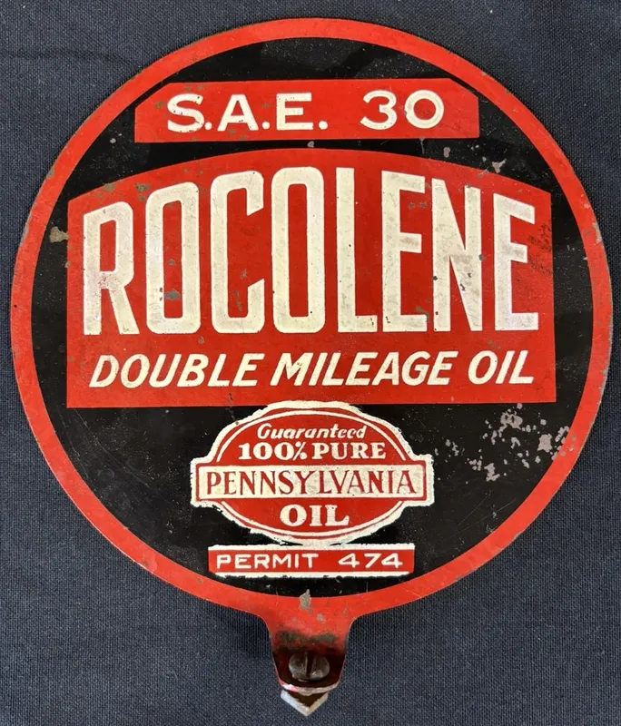Rocolene 100% Pure Original Metal Lubester Paddle Sign from auction in Jackson, Michigan