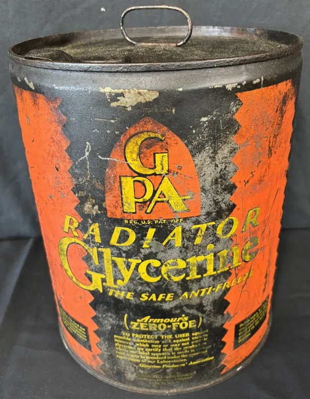 GPA Radiator Glycerine 5 Gallon Motor Oil Advertising Can from auction in Jackson, Michigan