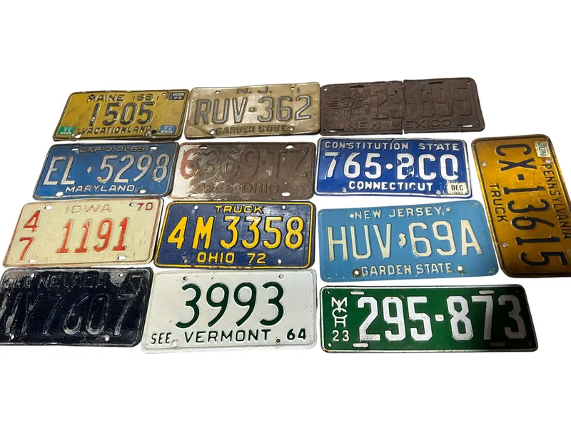 13 Vintage License Plates from auction in Cleveland, Georgia
