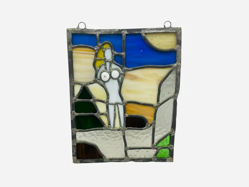 Provocative Leaded Stained Glass Window from auction in Cleveland, Georgia