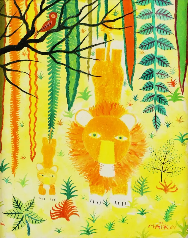 HENRI MAIK Lion Painting from auction in Clearwater, Florida