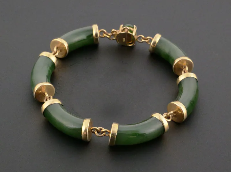 Vintage 14k Gold Green Jade Bracelet from auction in Clearwater, Florida