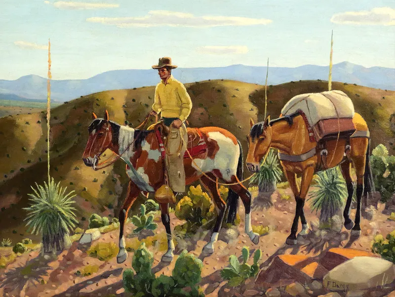 FRED DARGE Cowboy on Horseback Painting from auction in Clearwater, Florida