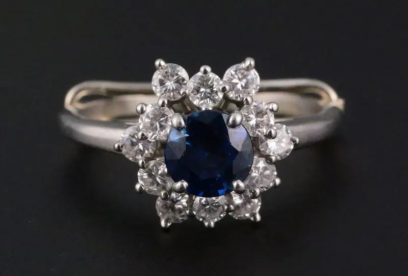Tiffany & Co Platinum 950 Sapphire Diamond Ring from auction in Clearwater, Florida