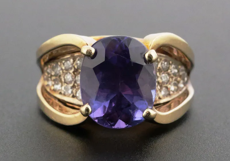 14k Gold 4.4 ct TANZANITE Diamond Ring from auction in Clearwater, Florida