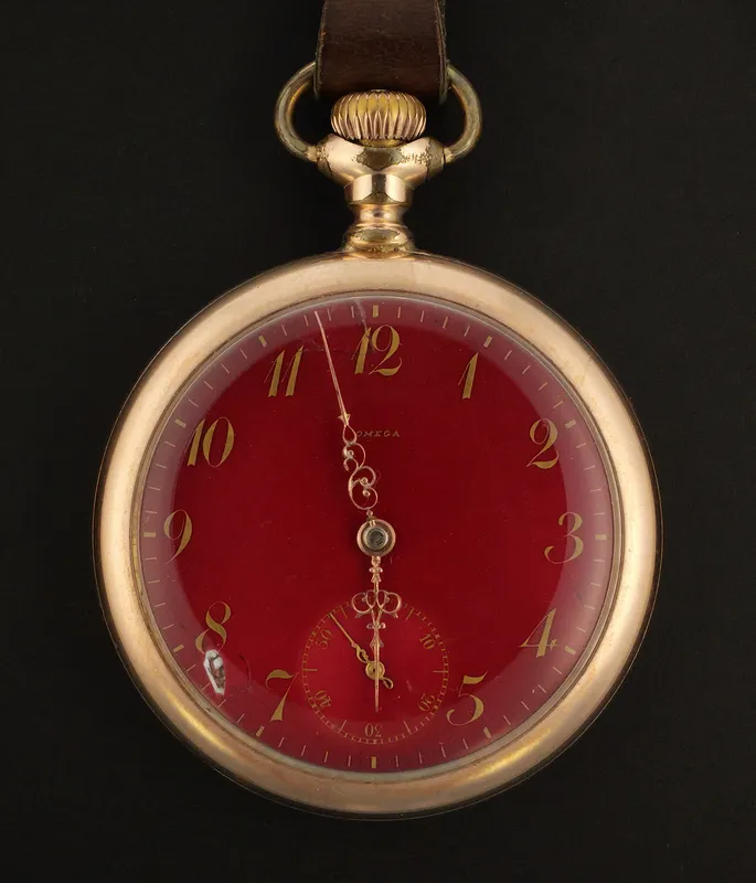 Omega Old Dutch Advertising 15J Pocket Watch from auction in Clearwater, Florida