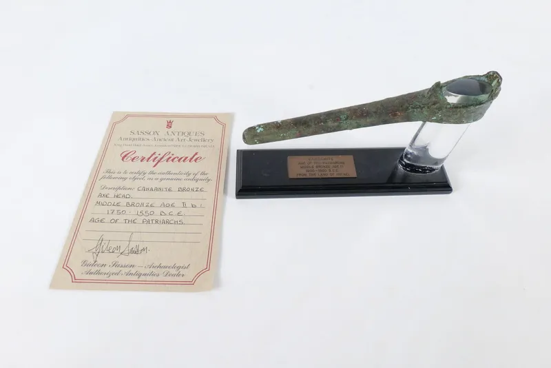 Ancient Canaanite Bronze Ax Head from auction in Williamstown, New Jersey