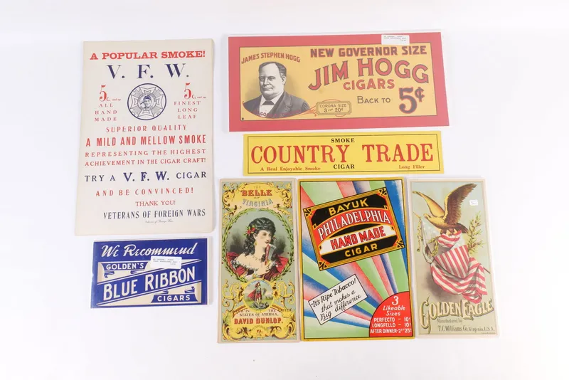 Lot of Cigar Signs from auction in Williamstown, New Jersey