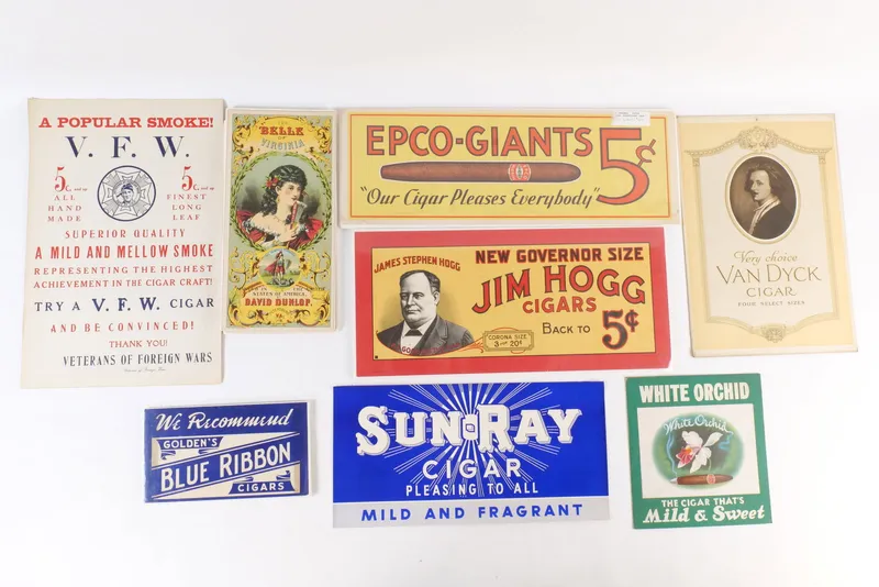 Lot of Cigar Signs from auction in Williamstown, New Jersey