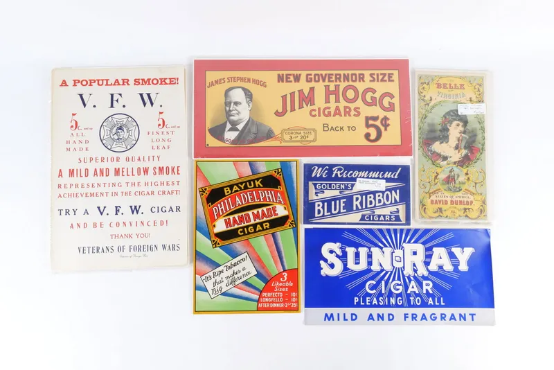 Lot of Cigar Signs from auction in Williamstown, New Jersey