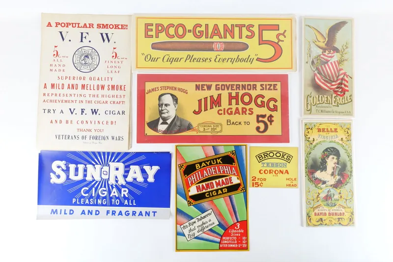 Lot of Cigar Signs from auction in Williamstown, New Jersey