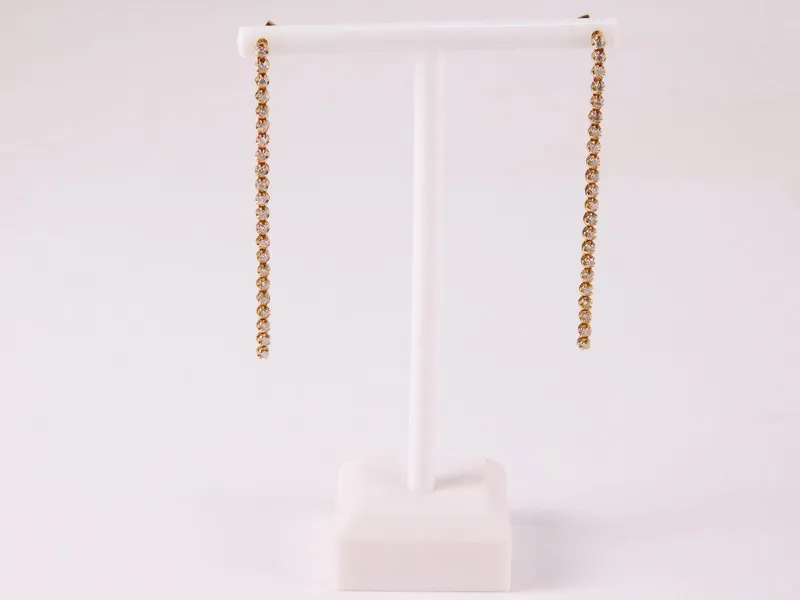 Pair of 14k Yellow Gold and Diamond Drop Earrings from auction in Williamstown, New Jersey