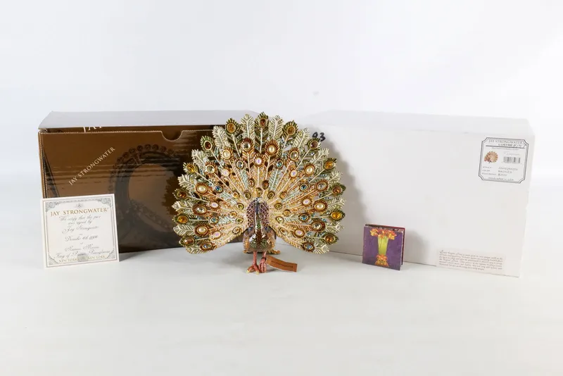 Jay Strongwater Mortimer Peacock Figurine - Signed from auction in Williamstown, New Jersey