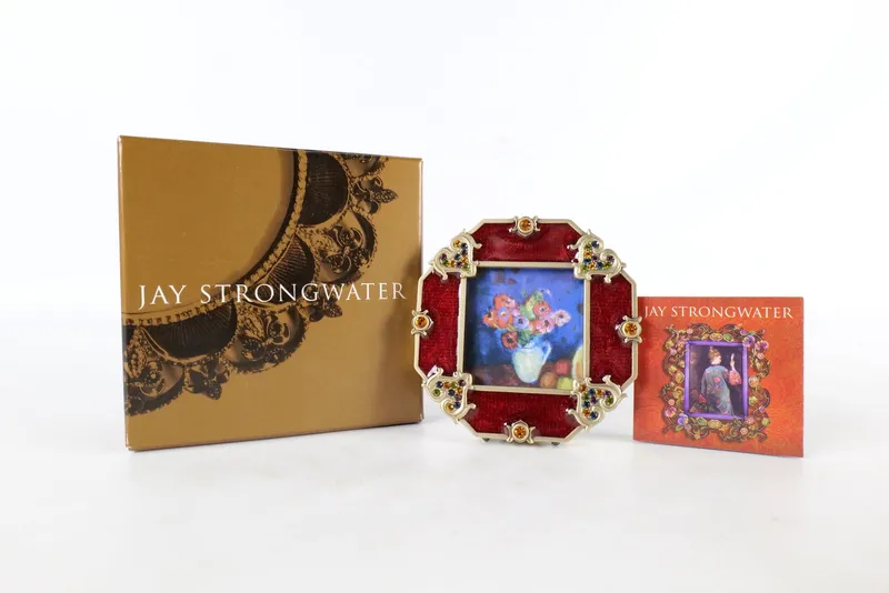 Jay Strongwater Eva Red Heart Octagon Frame from auction in Williamstown, New Jersey