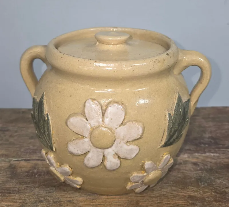 Monte Zuma Hughey Decorated Floral Sugar Bowl from auction in Bogart, Georgia