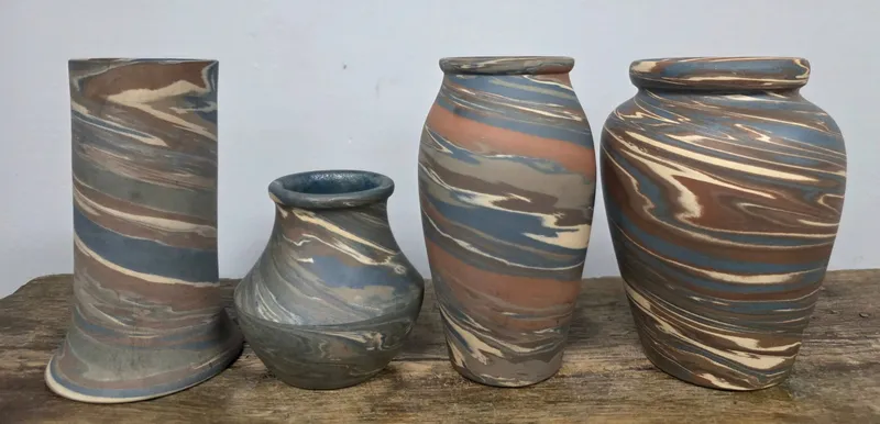 Niloak Swirl Pottery Vase Lot of 4 from auction in Bogart, Georgia
