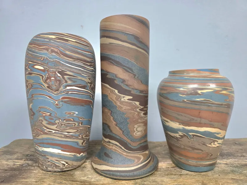 Niloak Swirl Pottery Vase Lot of 3 from auction in Bogart, Georgia