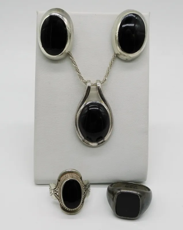 Sterling Silver Black Onyx Set, 4 Pieces from auction in Ottawa, Ohio