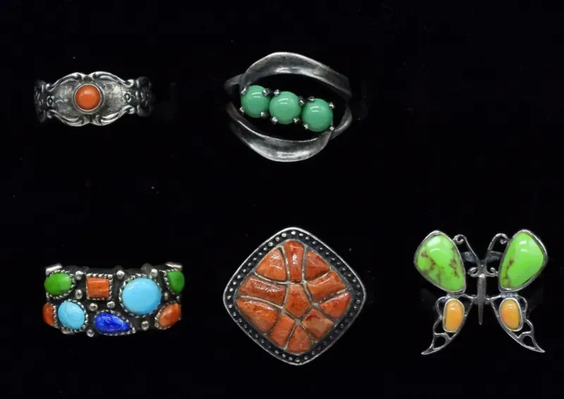 Sterling Ring Lot, Taxco & Towle, 5 Pcs from auction in Ottawa, Ohio