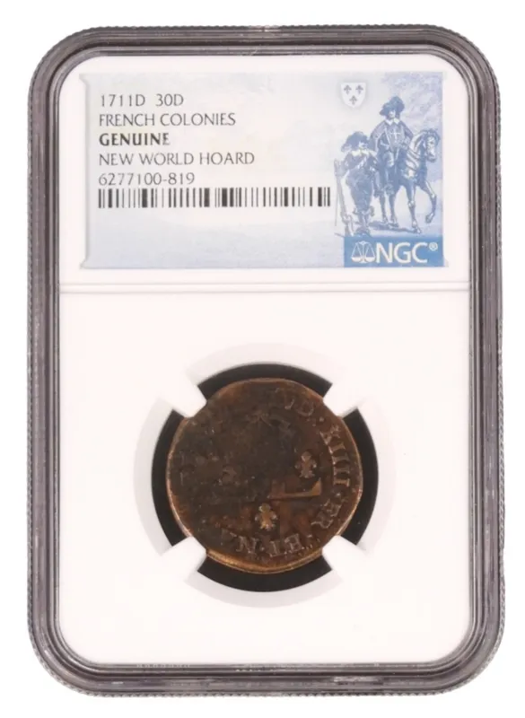 1711D French Colonies 30 Denier Genuine NGC from auction in Ottawa, Ohio