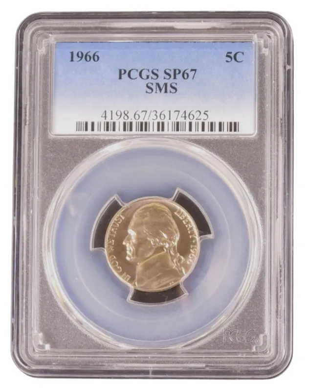 1966 SMS Jefferson Nickel SP67 PCGS from auction in Ottawa, Ohio