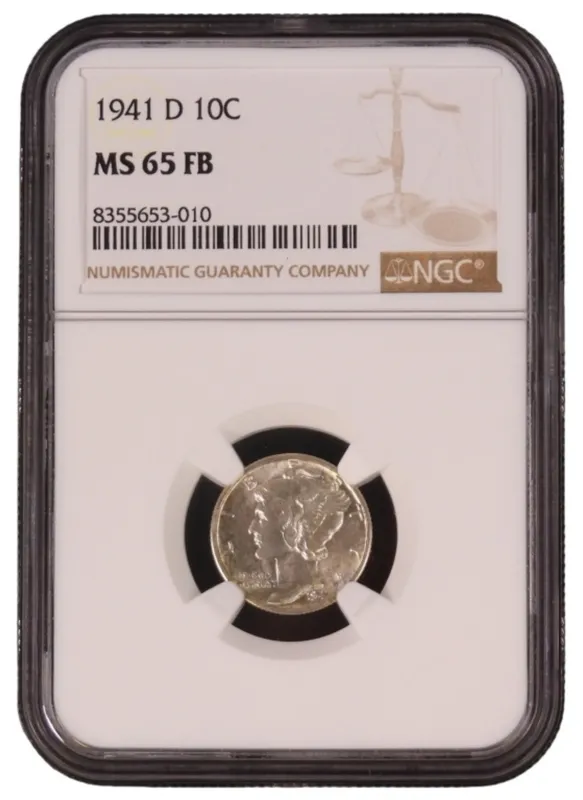 1941-D Mercury Dime MS65 FB NGC from auction in Ottawa, Ohio
