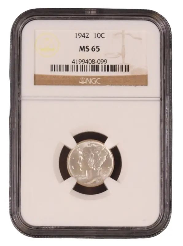 1942 Mercury Dime MS65 NGC from auction in Ottawa, Ohio