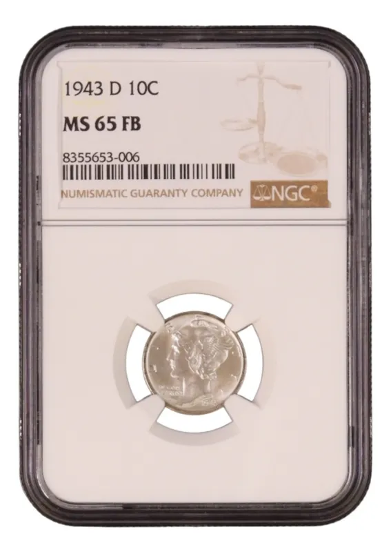 1943-D Mercury Dime MS65 FB NGC from auction in Ottawa, Ohio
