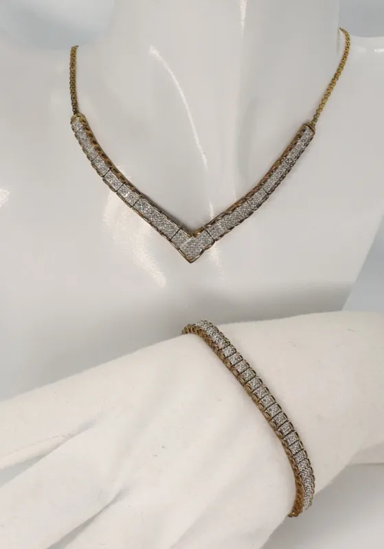 Matching Gold Tone 925 Diamond Set from auction in Ottawa, Ohio