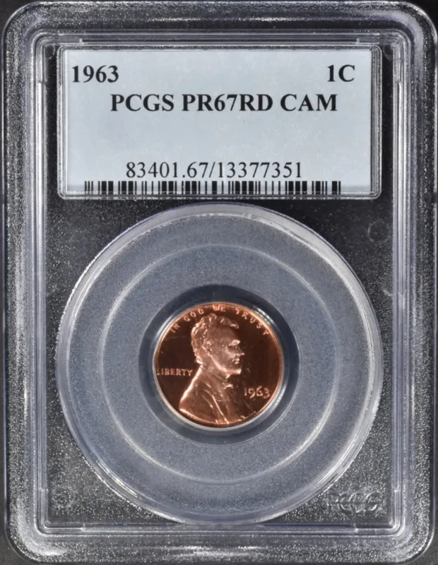 1963 Lincoln Cent PR67RD CAM PCGS from auction in Ottawa, Ohio