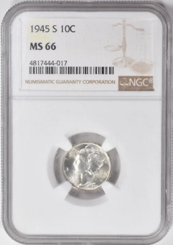 1945-S Mercury Dime MS66 NGC from auction in Ottawa, Ohio