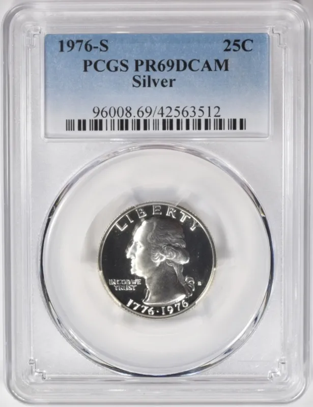 1976-S Washington Silver Quarter PR69DCAM PCGS from auction in Ottawa, Ohio