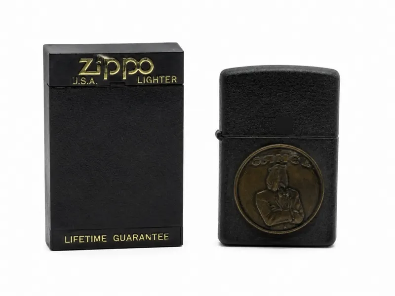 1997 Zippo Black Crackle Camel Emblem Lighter from auction in Ottawa, Ohio