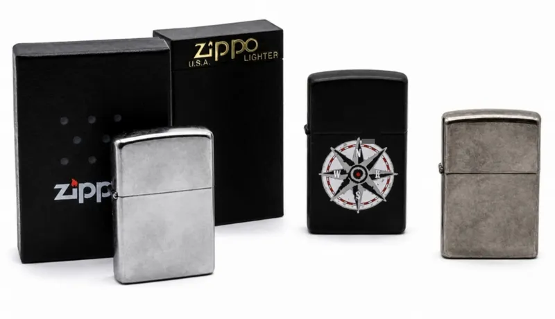 Three Zippo Lighters Compass & Street Chrome from auction in Ottawa, Ohio
