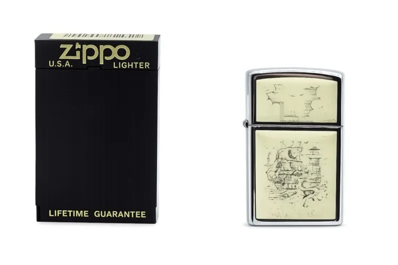 Zippo Scrimshaw Sailing Ship High Polish Chrome from auction in Ottawa, Ohio