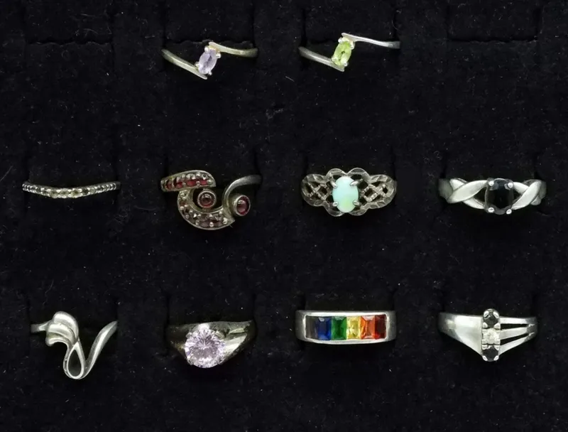10 Sterling Multi Gemstone Rings from auction in Ottawa, Ohio