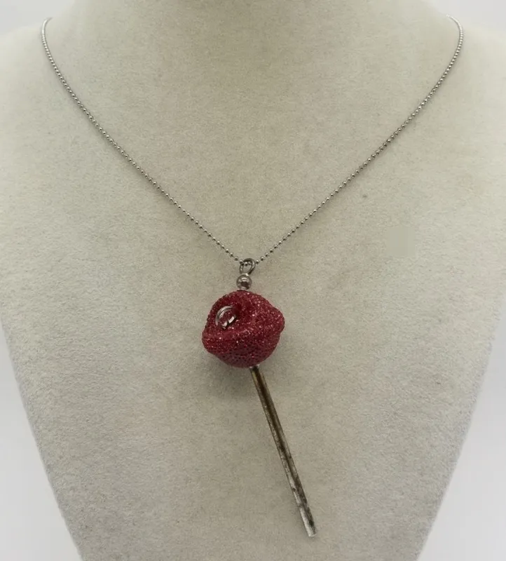 Simone Smith Red Crystal Lollipop Necklace from auction in Ottawa, Ohio