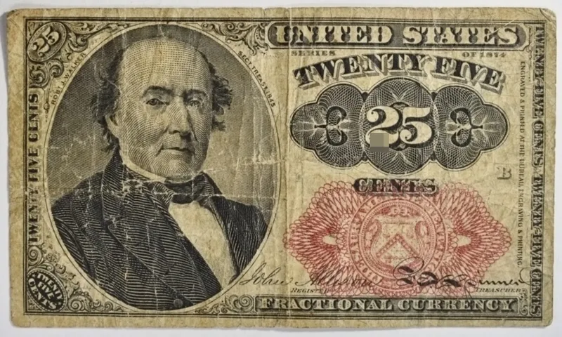 1874 25 Cent Fractional Currency 5th Issue from auction in Ottawa, Ohio