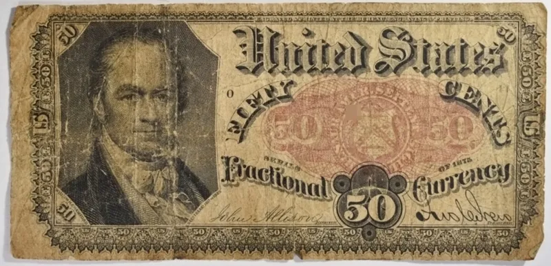 1875 50 Cent Fractional Currency 5th Issue from auction in Ottawa, Ohio