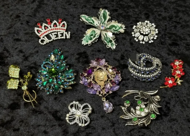 Vintage Rhinestone Brooches, 10 Pc from auction in Ottawa, Ohio