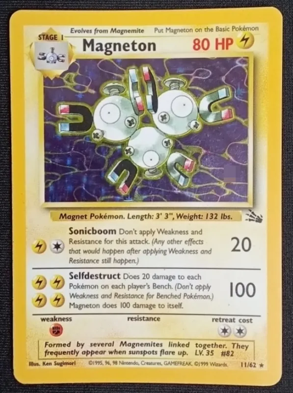 Magneton Holo from 1999 Pokemon Fossil Set from auction in Ottawa, Ohio