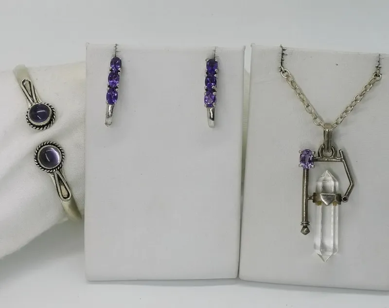 Sterling Silver Amethyst Jewelry Set from auction in Ottawa, Ohio