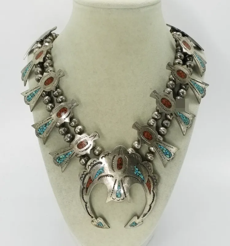 Sterling Silver Squash Blossom Necklace, Turquoise from auction in Ottawa, Ohio